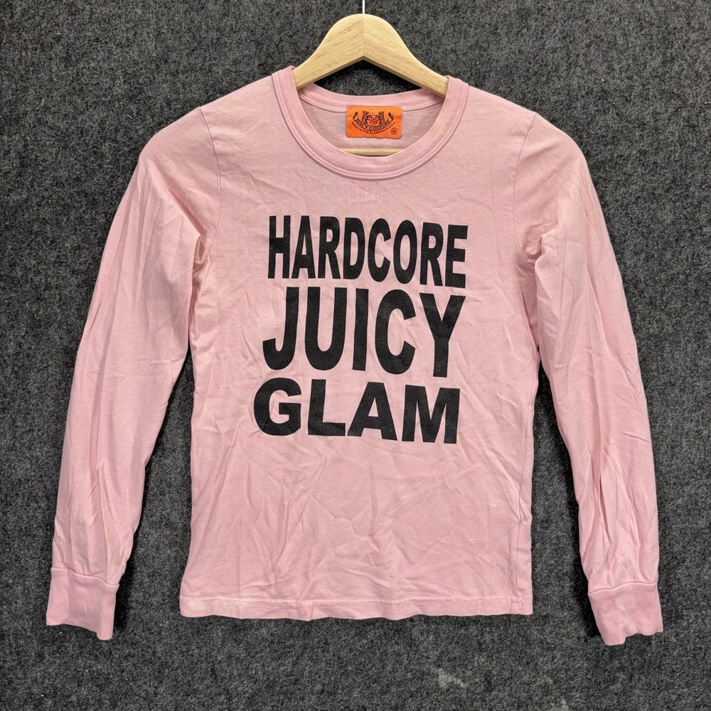 Vintage 90s Juicy Couture Shirt Hardcore Juicy Glam Pink Long Sleeve Y2K USA 90s